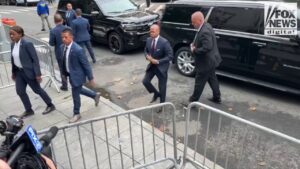 New York City mayor Eric Adams arrives at federal court in Manhattan