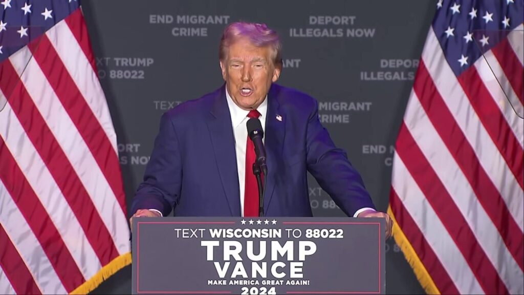 Trump focuses on migrant crime while addressing supporters in Wisconsin