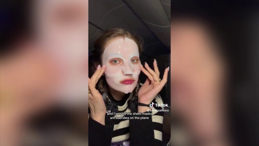 Mid-flight skincare routines go viral on social media