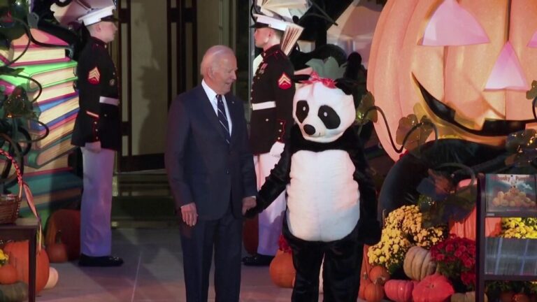 President Biden hosts Halloween 2024 trick-or-treating event for children visiting White House