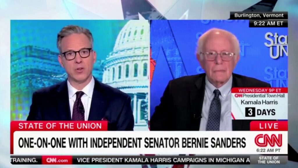 CNN's Tapper asks Bernie Sanders why Harris is on the campaign trail with Liz Cheney and not him