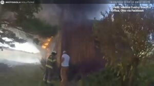 Woman pulled out of basement while flames engulf Ohio home