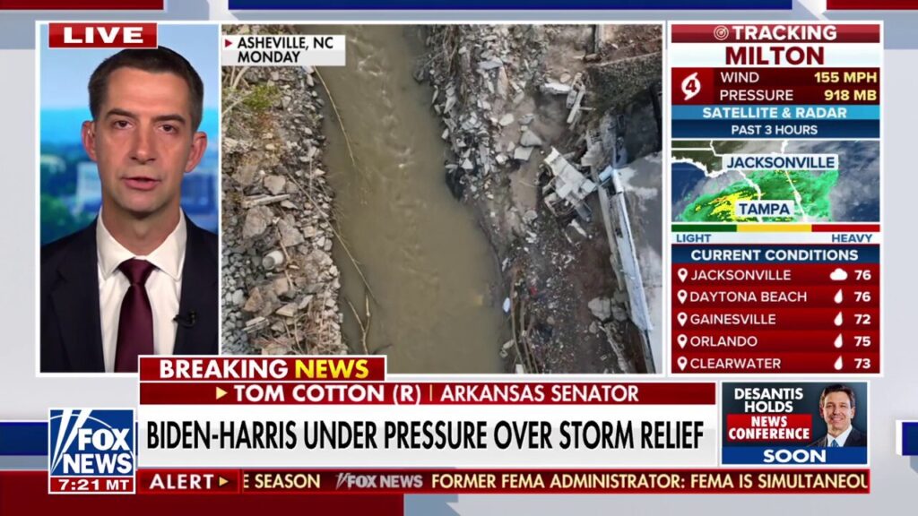 Sen. Cotton slams Biden-Harris admin for being 'overmatched' by hurricanes: 'Caught flat-footed'