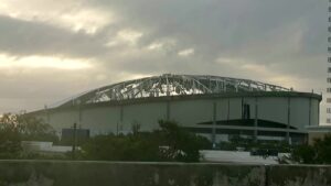 Daylight reveals Tampa stadium's destroyed roof