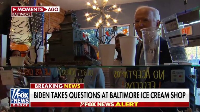 President Biden at ice cream shop reveals why he won't be at Kamala Harris' 'closing argument'