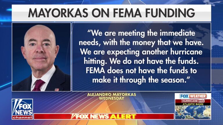 DHS Secretary Mayorkas says FEMA is running out of money: Lucas Tomlinson