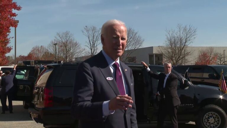 Biden takes questions from reporters after casting his ballot in Delaware