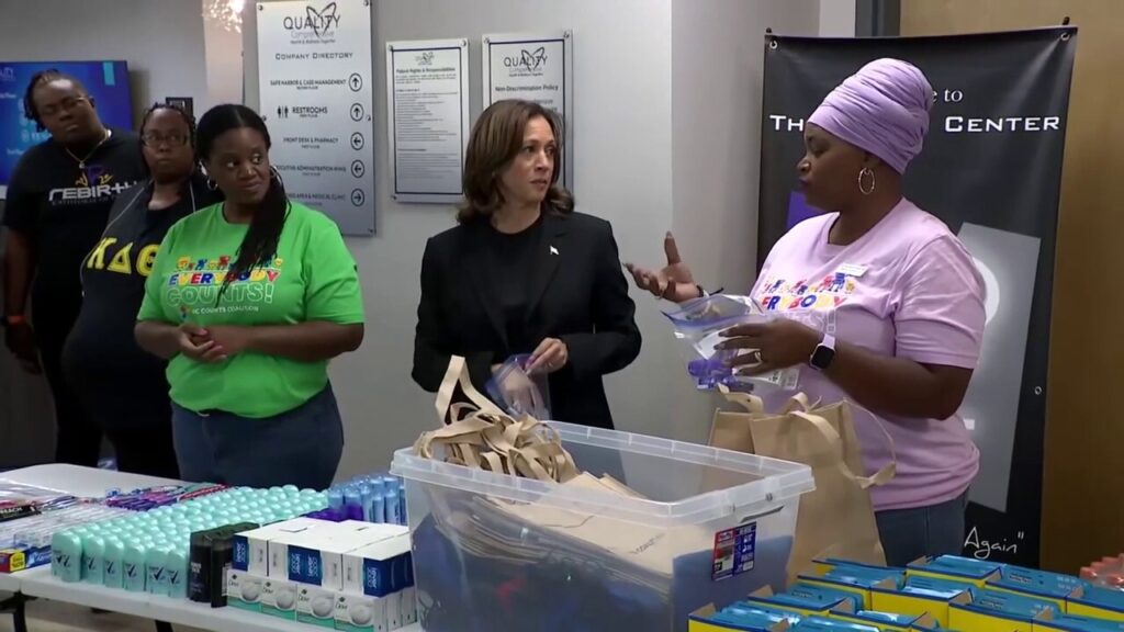 Kamala Harris visibly uncomfortable while Helene survivor details her experience in North Carolina