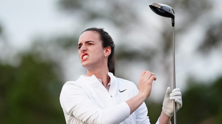 Caitlin Clark shanks tee shot at LPGA Tour pro-am