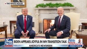 Biden appears joyful during meeting with Trump at White House