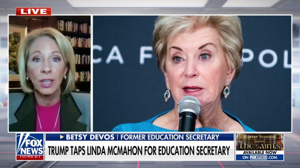 Betsy DeVos praises Linda McMahon as 'great appointment' to lead Trump's Education Department