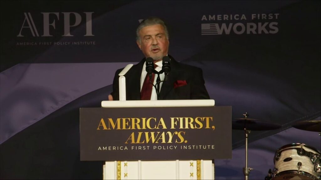 Actor Sylvester Stallone introduces President-elect Trump at AFPI Gala