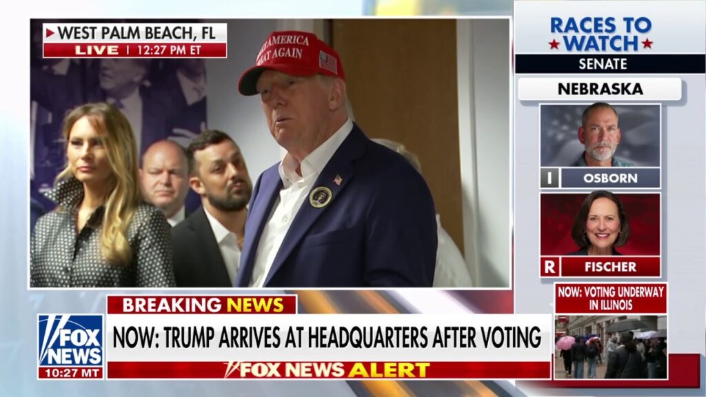 Trump arrives at campaign headquarters in Palm Beach after casting his ballot