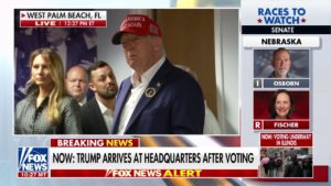 Trump arrives at campaign headquarters in Palm Beach after casting his ballot