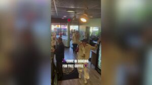 Free coffee for dancing customers at this cafe — check it out!