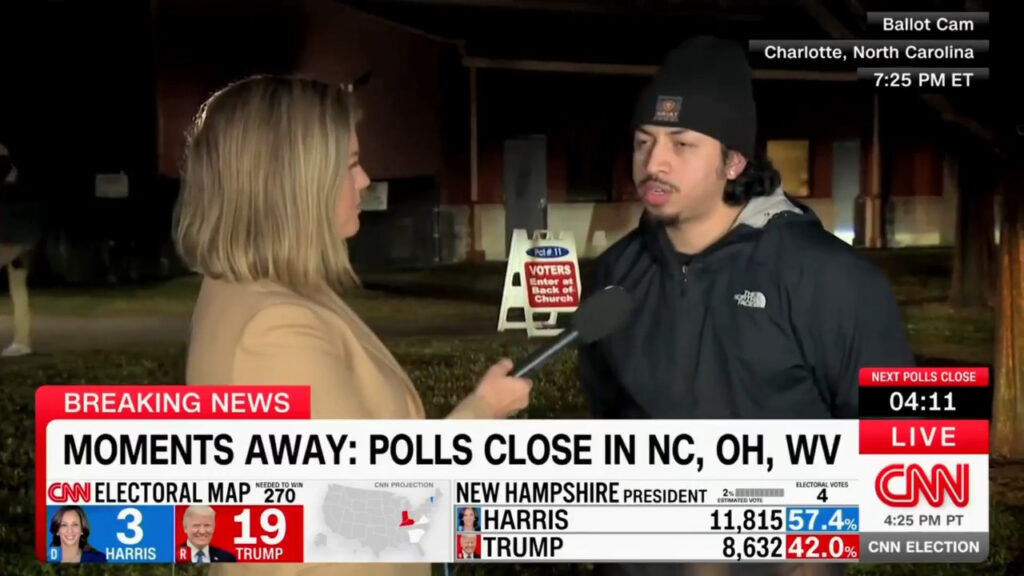 North Carolina voter tells CNN his girlfriend pushed him to vote for Kamala Harris