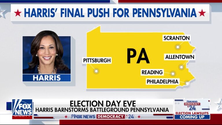 Kamala Harris makes final push for Pennsylvania on Election Day eve