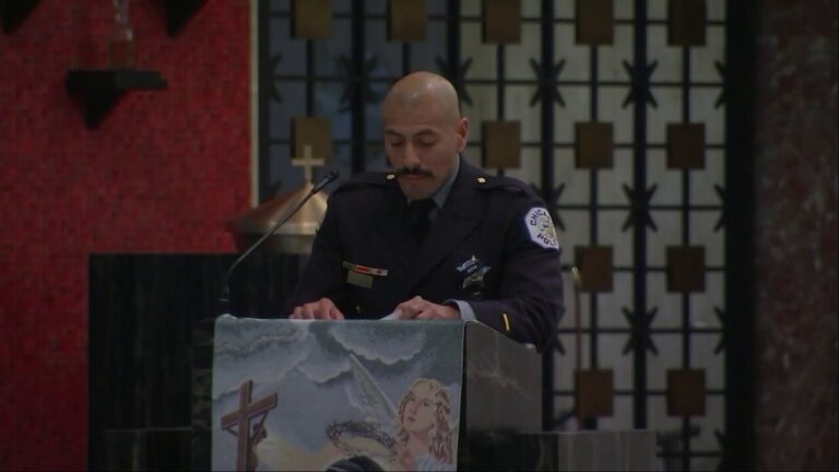 Brother of Chicago Police Officer Enrique Martinez speaks at his funeral