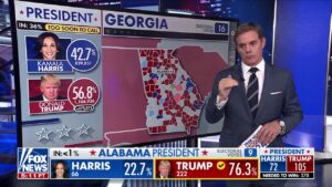 How is Kamala Harris performing in Georgia compared to Joe Biden four years ago?