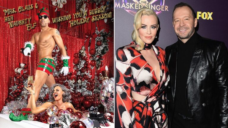 Donnie Wahlberg and Jenny McCarthy strip down for annual spicy holiday photo shoot