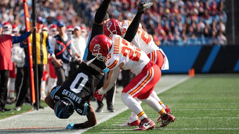 Panthers rookie tight end carted off field after falling on head