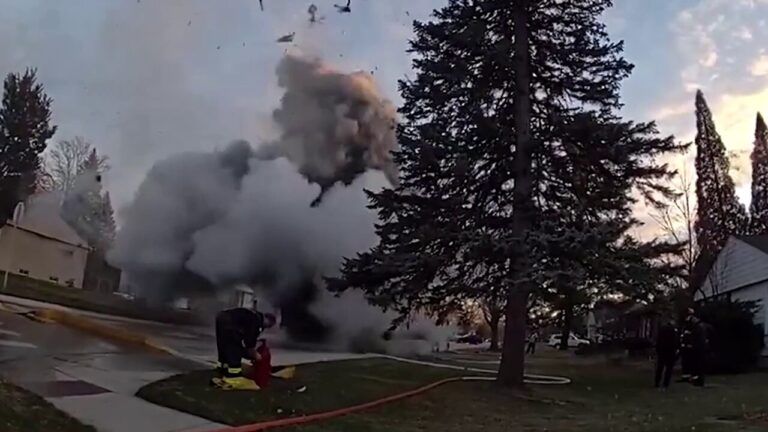 Garbage truck explosion sends debris flying towards homes in Illinois