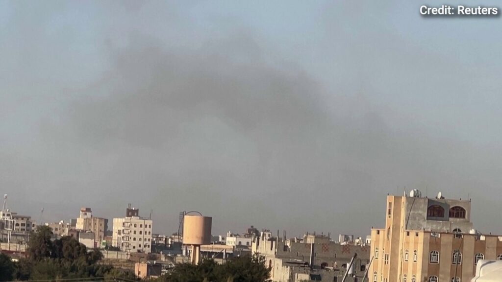 Black smoke rises over Sana'a airport in Yemen after IDF strikes