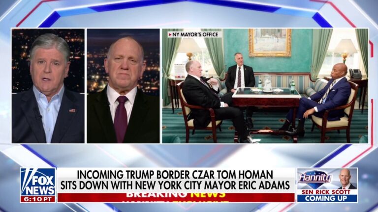 Tom Homan: Hat's off to Mayor Eric Adams for coming to the table, it was a 'great meeting'