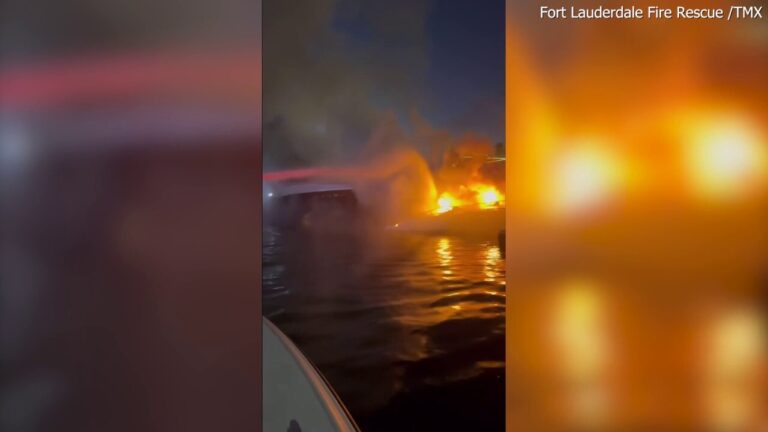 Firefighters respond to blaze after boat explosion in Florida marina