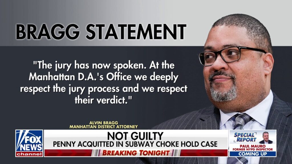 Manhattan DA Alvin Bragg reacts to the Daniel Penny case verdict