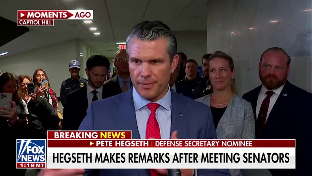 Pete Hegseth addresses reporters on Capitol Hill