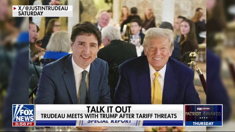 Canadian Prime Minister Justin Trudeau meets with President-elect Donald Trump after tariff threats