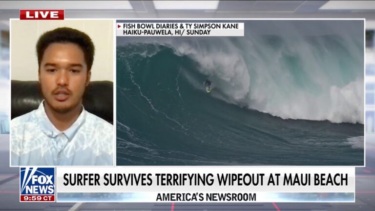 Surfer survives terrifying wipeout under massive wave at Maui beach