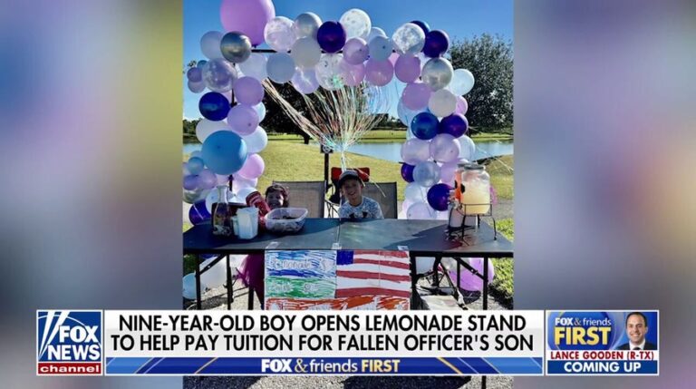 Florida boy opens lemonade stand to cover daycare tuition for fallen officer's son: 'What Jesus would do'