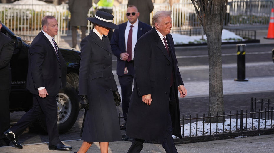 Melania Trump wears navy coat and hat for Inauguration Day church visit