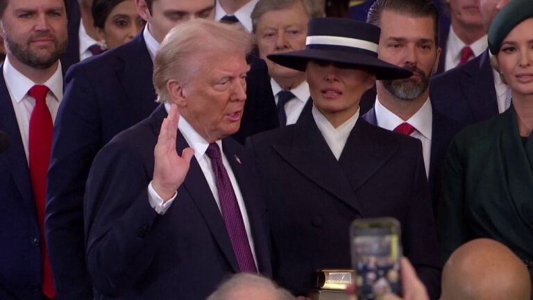 Donald Trump is sworn in as President of the United States