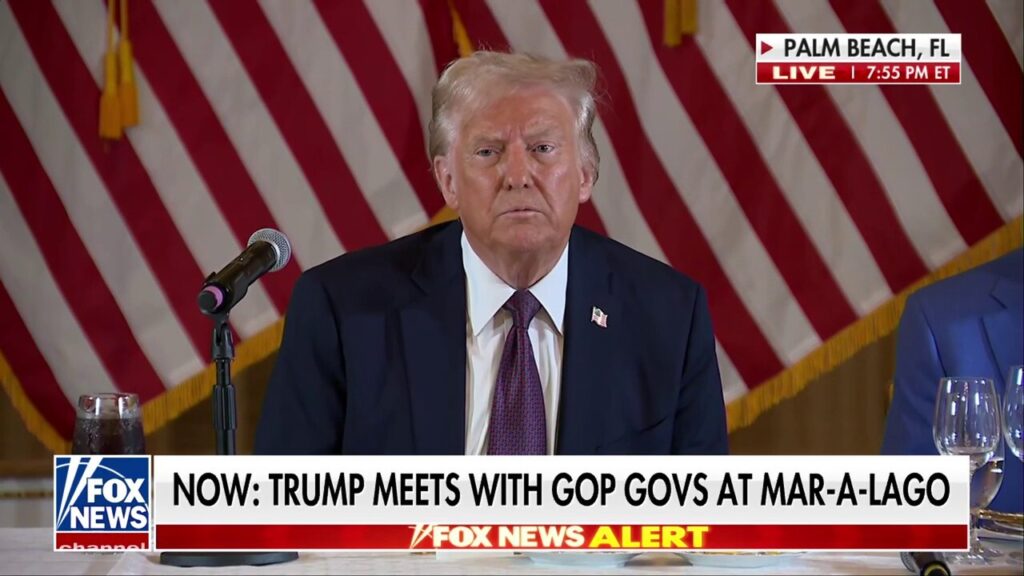 Trump speaks to the press during meeting with GOP governors