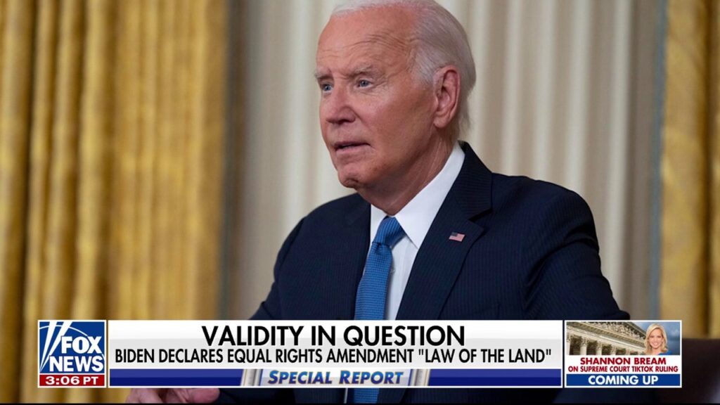 Biden pushes for Equal Rights Amendment to be ratified despite legal concerns