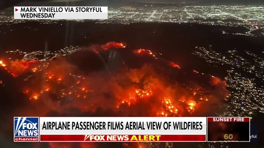 Airline passenger films unbelievable view of California wildfires: 'My jaw hit the floor'