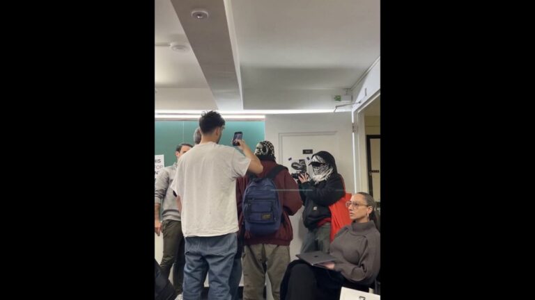 Masked protesters disrupt Columbia University class with signs calling to 'Crush Zionism'