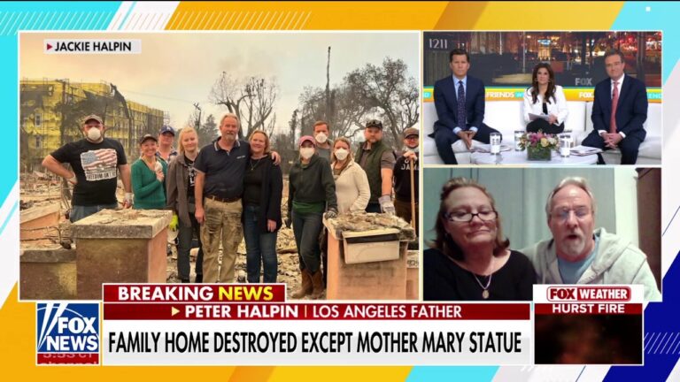 Statue of Mary survives in 'perfect condition' as California couple's other possessions 'fried' in wildfires