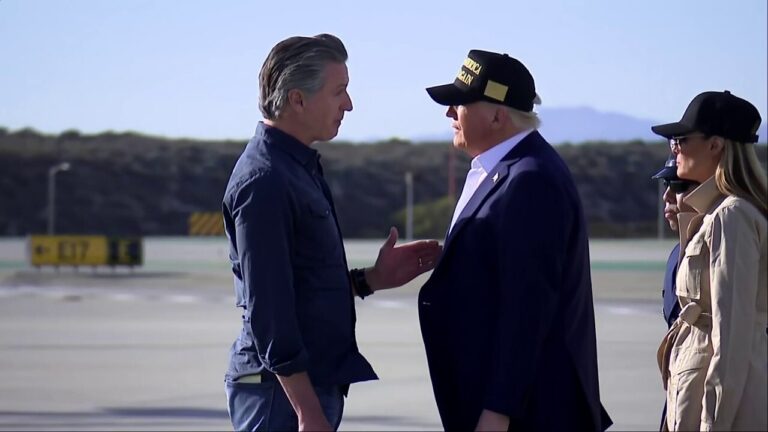 Newsom greets Trump on tarmac at LAX