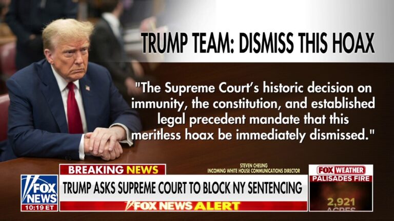 Trump asks Supreme Court to block sentencing in NY case