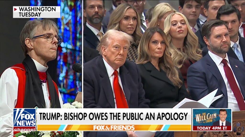 Trump calls on 'radical left' bishop to apologize after National Prayer Service lecture