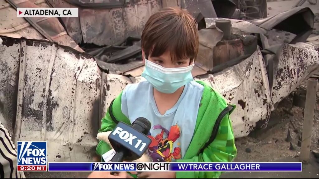 Child reacts to losing his home in California wildfires: ‘A lot of stuff that I love is gone’