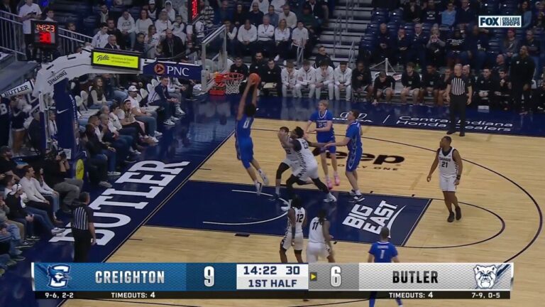 Jasen Green flies in for the putback slam, extending Creighton's lead over Butler