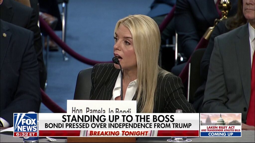 Will AG pick Pam Bondi act independently of DOJ?