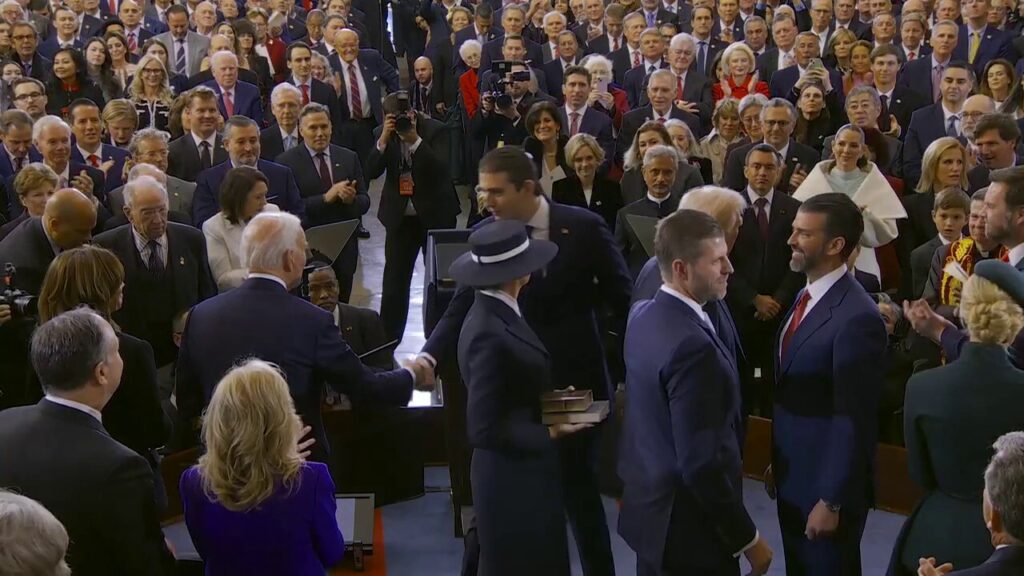 Barron Trump shakes hands with Biden, Harris during dad's inauguration