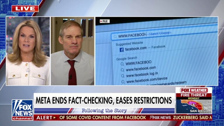 Meta is now embracing fully the First Amendment, Rep. Jim Jordan says