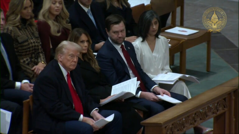 Trump, Vance grimaced as inaugural prayer service sermon takes left-leaning political turn